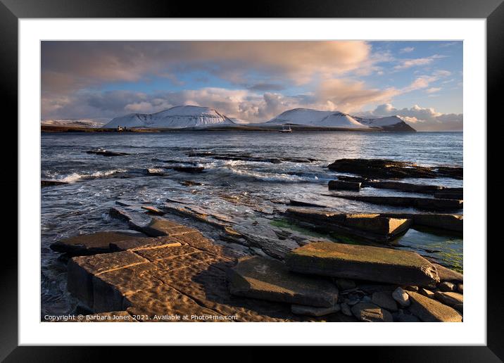 Hoy From Ness Point Orkney Scotland. Framed Mounted Print by Barbara Jones