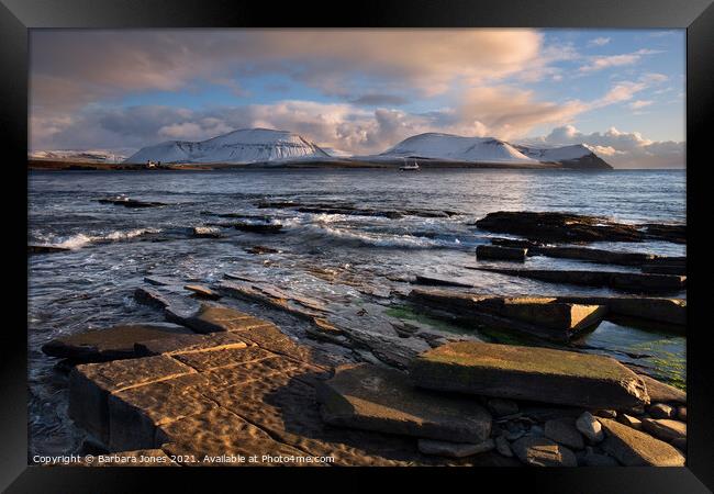 Hoy From Ness Point Orkney Scotland. Framed Print by Barbara Jones