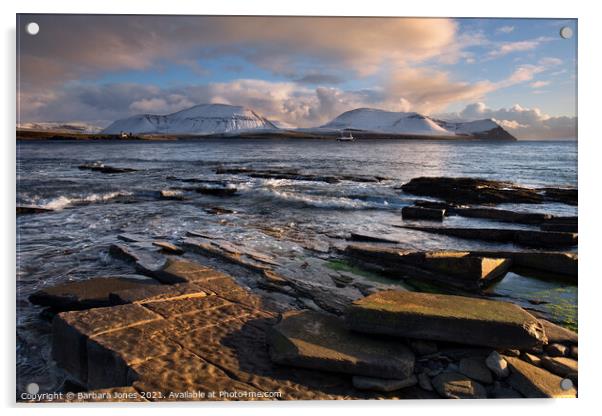 Hoy From Ness Point Orkney Scotland. Acrylic by Barbara Jones