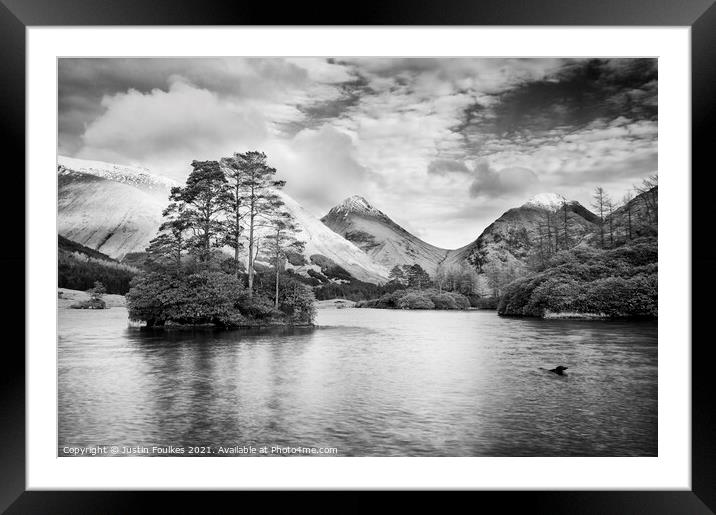 Lochan Urr, Glen Etive, Highland, Scotland, in Black and White Framed Mounted Print by Justin Foulkes