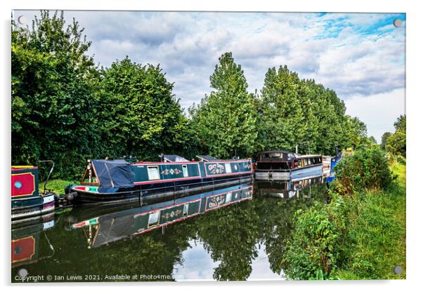 Boats on the Kennet and Avon Acrylic by Ian Lewis