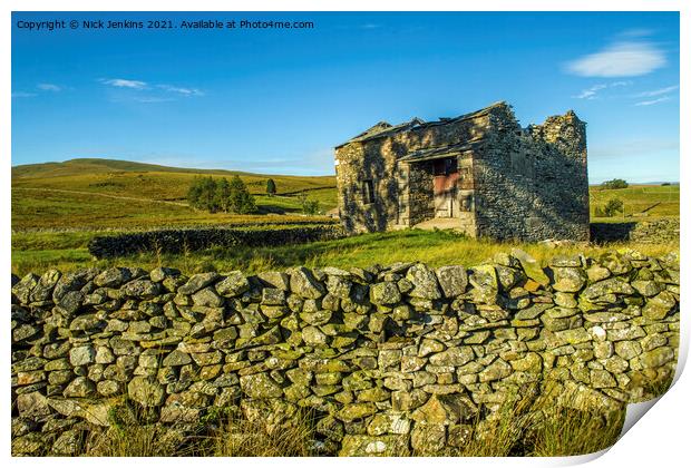 Abandoned Dales Barn Artlegarth Cumbria Print by Nick Jenkins
