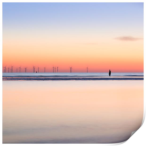Square crop of an Iron Man watching the spinning turbines on Bur Print by Jason Wells