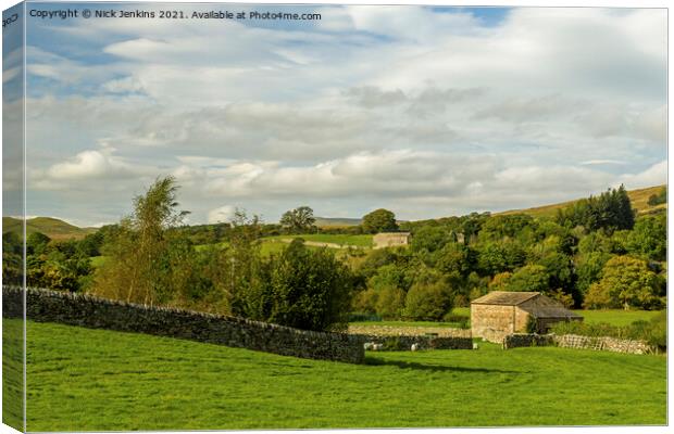 Fields and Barns in Dentdale Cumbria Canvas Print by Nick Jenkins