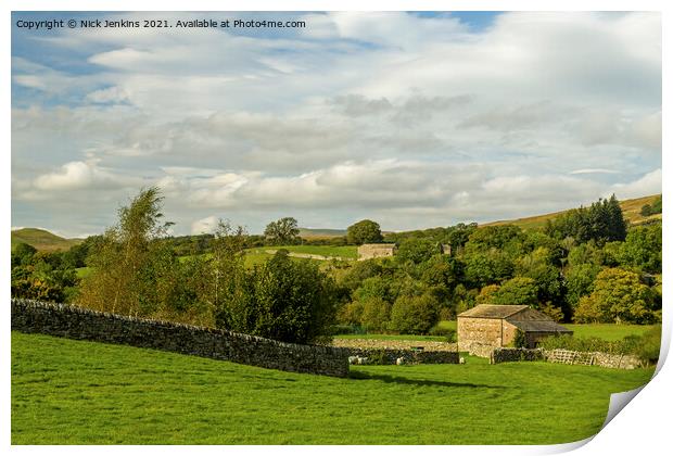 Fields and Barns in Dentdale Cumbria Print by Nick Jenkins