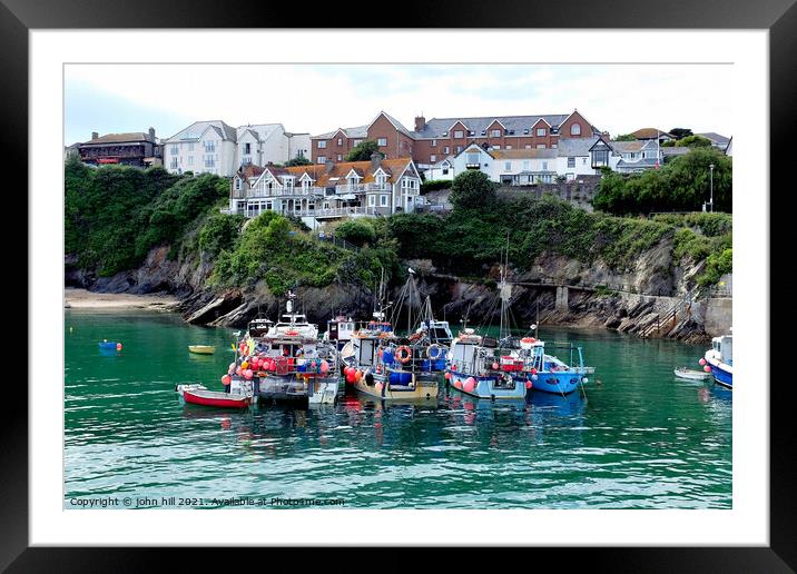 Fishing boats, Newquay, Cornwall, UK. Framed Mounted Print by john hill