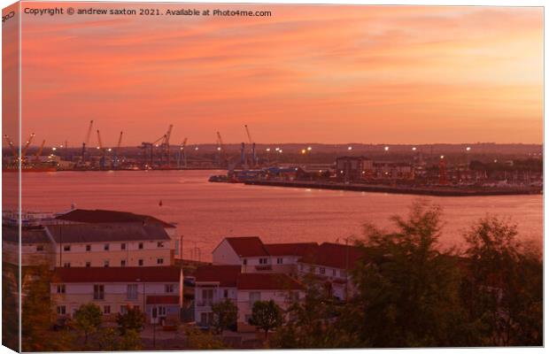 PORT SUNSET Canvas Print by andrew saxton