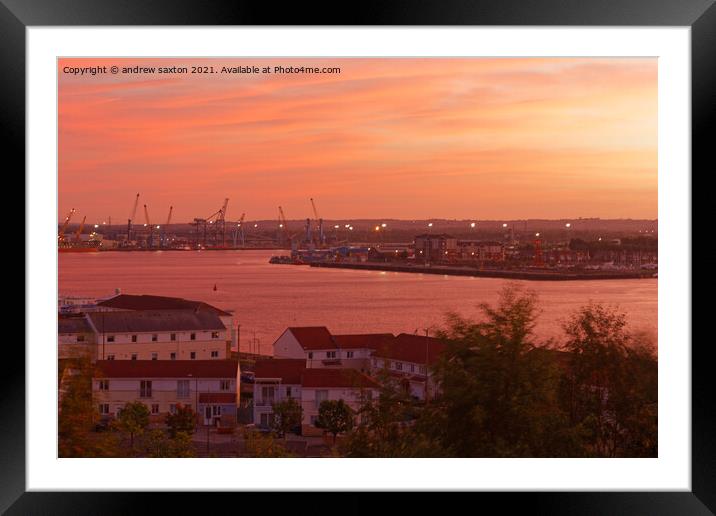PORT SUNSET Framed Mounted Print by andrew saxton