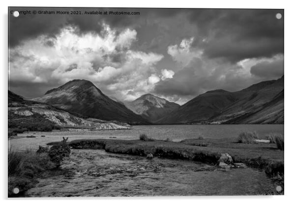 Wastwater Countess Beck monochrome Acrylic by Graham Moore