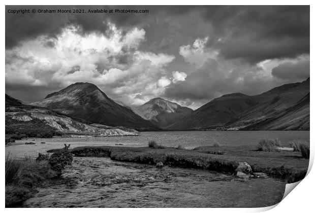Wastwater Countess Beck monochrome Print by Graham Moore