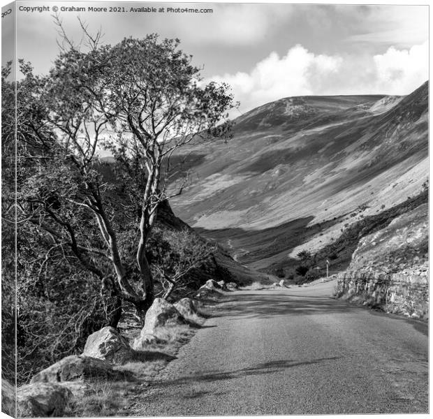 Honister Pass monochrome Canvas Print by Graham Moore