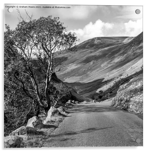 Honister Pass monochrome Acrylic by Graham Moore