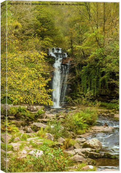 Blaen y Glyn Waterfall Brecon Beacons Canvas Print by Nick Jenkins