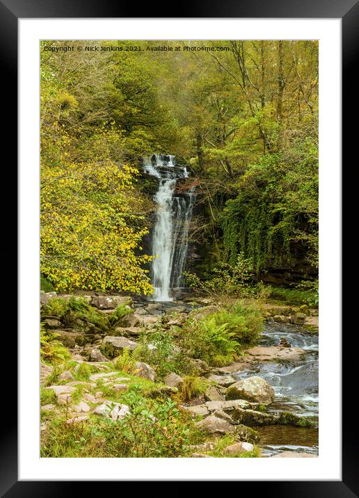Blaen y Glyn Waterfall Brecon Beacons Framed Mounted Print by Nick Jenkins