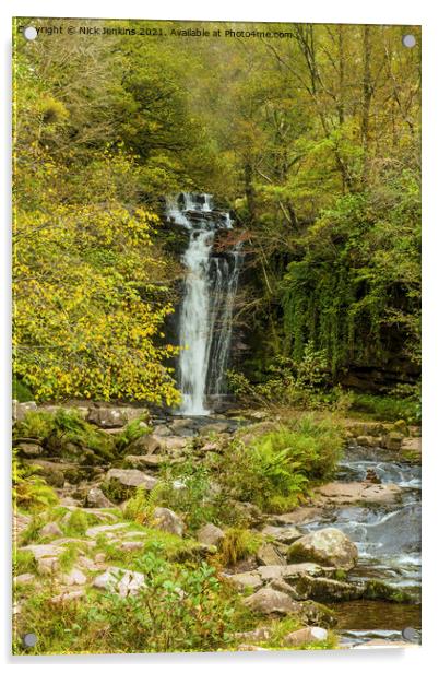 Blaen y Glyn Waterfall Brecon Beacons Acrylic by Nick Jenkins