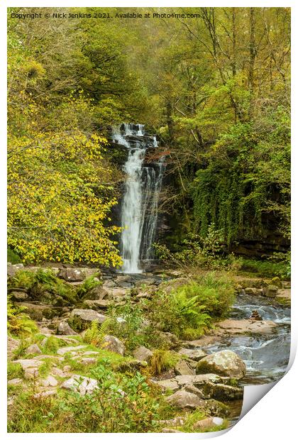 Blaen y Glyn Waterfall Brecon Beacons Print by Nick Jenkins
