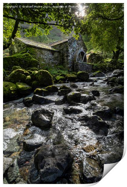 Borrowdale Mill vert Print by Graham Moore