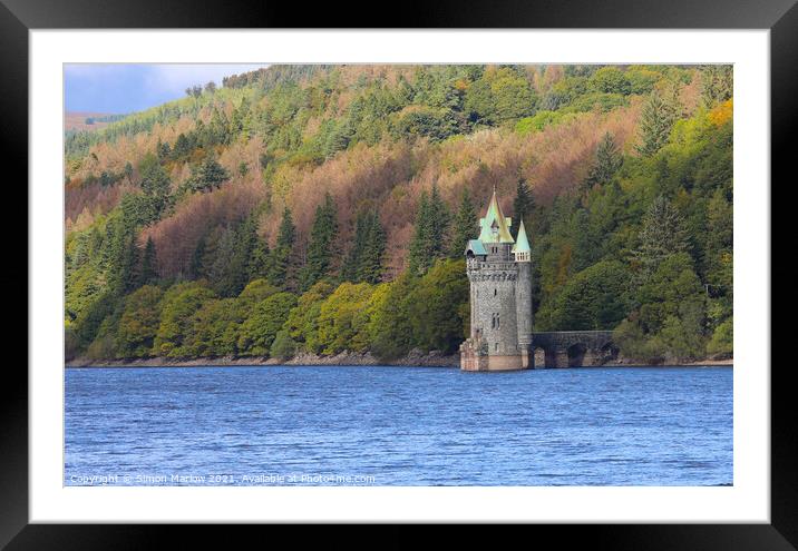 The straining tower on Lake Vyrnwy Framed Mounted Print by Simon Marlow