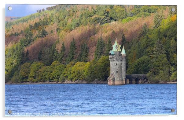The straining tower on Lake Vyrnwy Acrylic by Simon Marlow