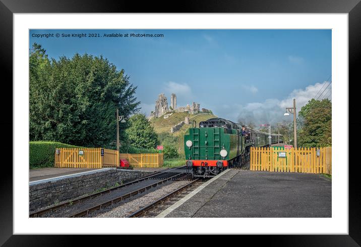 Steam Train at Corfe, Dorset Framed Mounted Print by Sue Knight