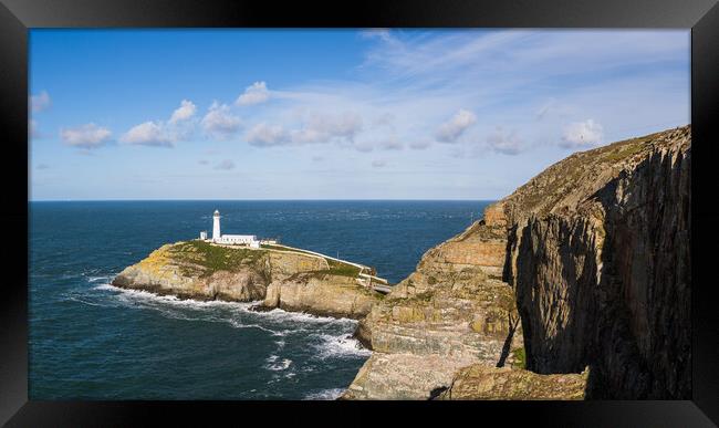 South Stack Lighthouse panorama Framed Print by Jason Wells