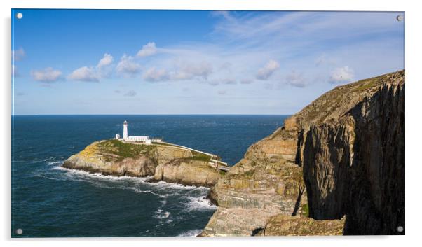 South Stack Lighthouse panorama Acrylic by Jason Wells