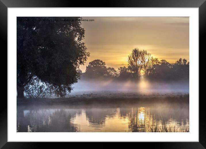 October misty sunrise at Bushy Park Framed Mounted Print by Kevin White
