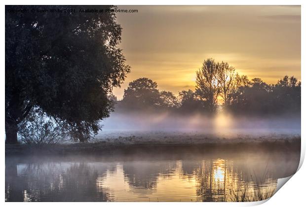 October misty sunrise at Bushy Park Print by Kevin White