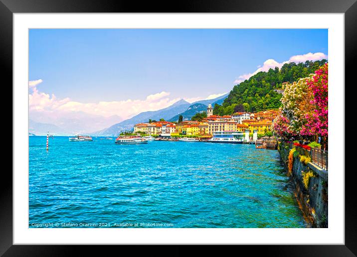 Bellagio town, lake Como district. Italy Framed Mounted Print by Stefano Orazzini