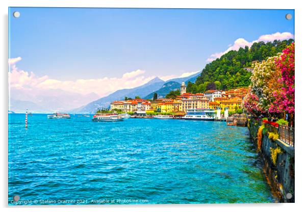 Bellagio town, lake Como district. Italy Acrylic by Stefano Orazzini