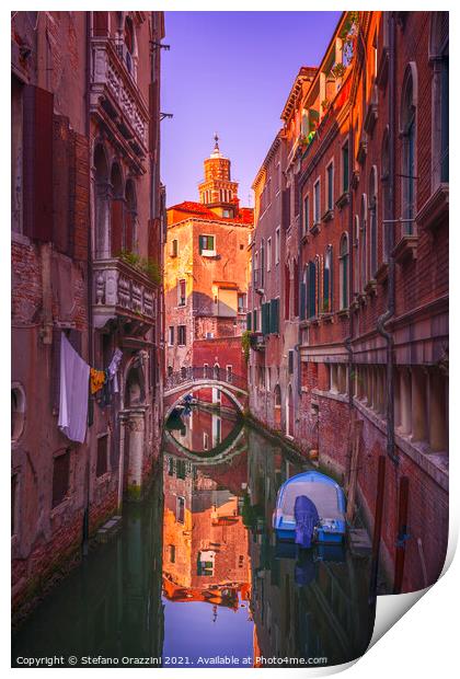 Venice cityscape, canal and bridge. Italy Print by Stefano Orazzini