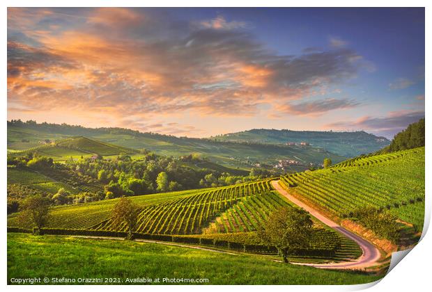 Langhe vineyards view, Barolo, Piedmont, Italy Print by Stefano Orazzini