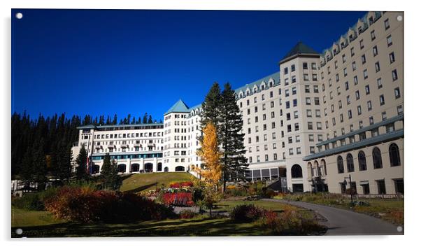 Fairmont Hotel in Lake Louise Alberta Canada Acrylic by PAULINE Crawford