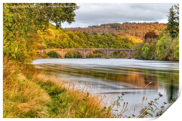 The River Tay in Autumn at Dunkeld, Perthshire Print by Navin Mistry