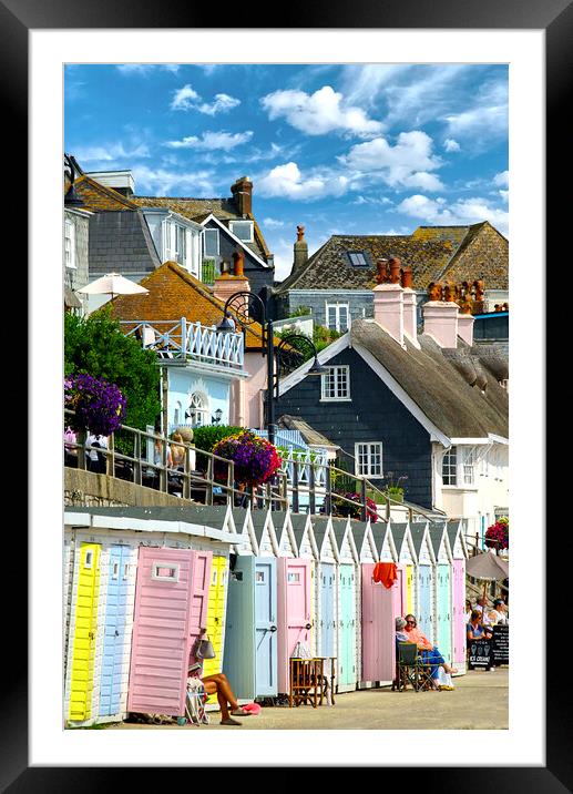 Lyme Regis Beach Huts Framed Mounted Print by Alison Chambers