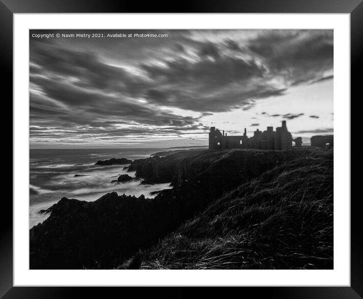 Slains Castle Aberdeenshire Framed Mounted Print by Navin Mistry