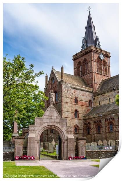 Great War Memorial Gateway and St Magnus Cathedral Print by Angus McComiskey