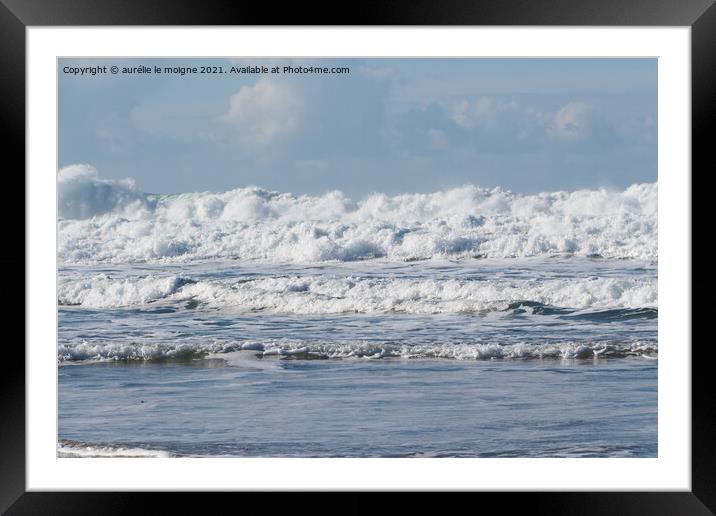 Waves crushing on the coast of Brittany Framed Mounted Print by aurélie le moigne