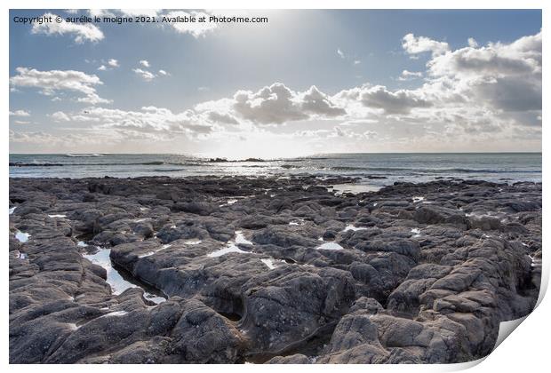 Coast in Brittany Print by aurélie le moigne