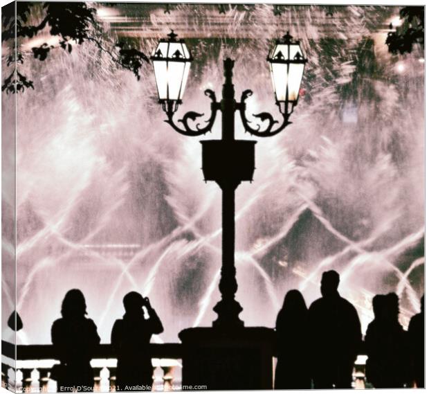 The Fountains of Bellagio Lights Show watched by tourists - fine art travel photograph Canvas Print by Errol D'Souza
