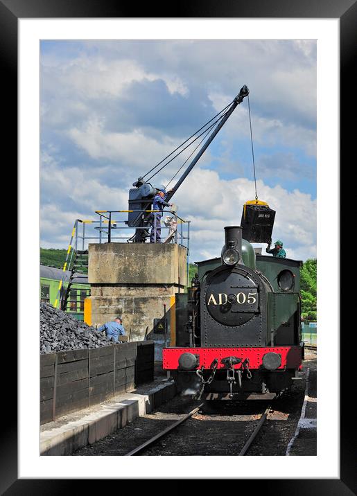 Steam Engine Loading Coal Framed Mounted Print by Arterra 