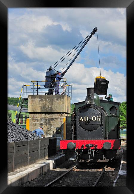 Steam Engine Loading Coal Framed Print by Arterra 
