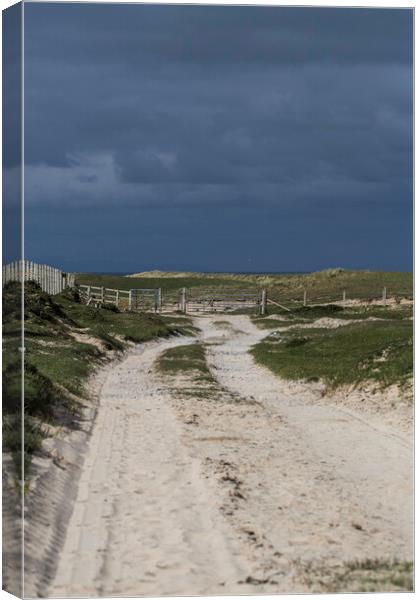 Sandy Track with Story Skies Canvas Print by Christopher Stores