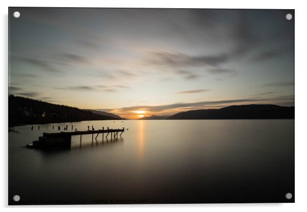 Winter Sunset on Loch Ness Acrylic by Maxine Stevens