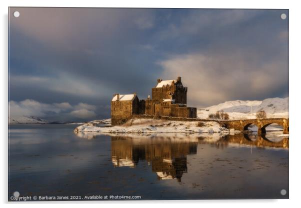  Winter Scene at Eilean Donan Castle Acrylic by Barbara Jones