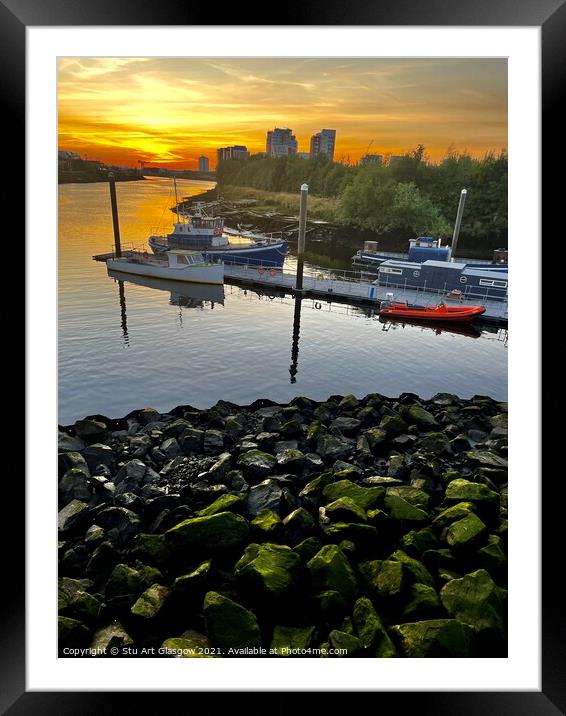 Sunset on The River Clyde  Framed Mounted Print by Stu Art Glasgow
