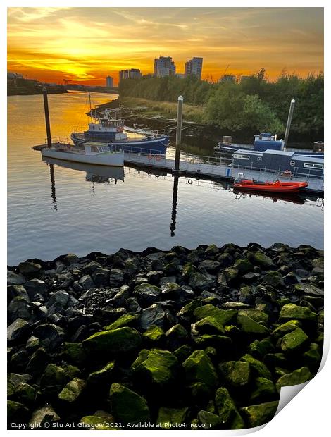 Sunset on The River Clyde  Print by Stu Art Glasgow