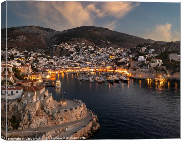 Hydra Sunset. Canvas Print by Chris North
