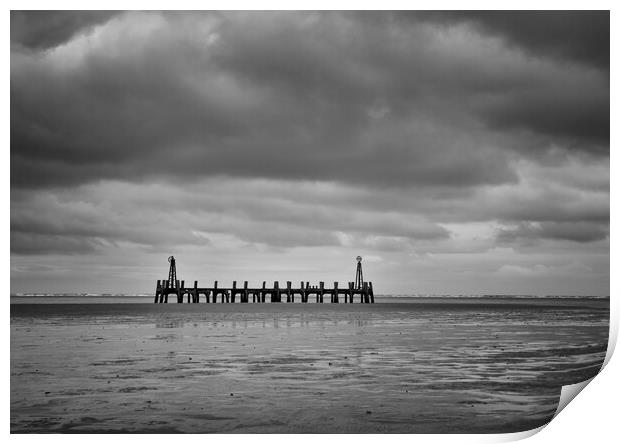 Old Pier under cloud Print by David McCulloch