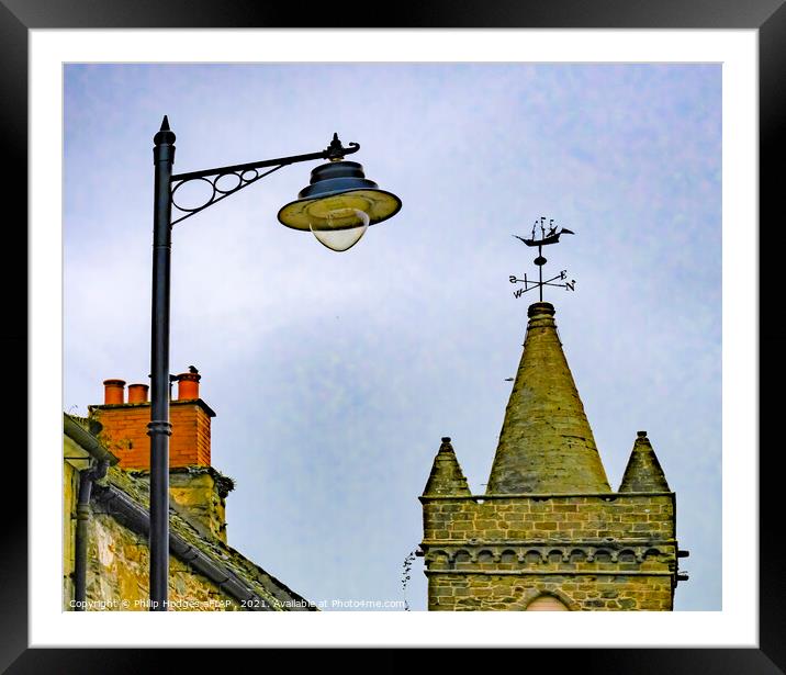 Street light and roof tops Framed Mounted Print by Philip Hodges aFIAP ,